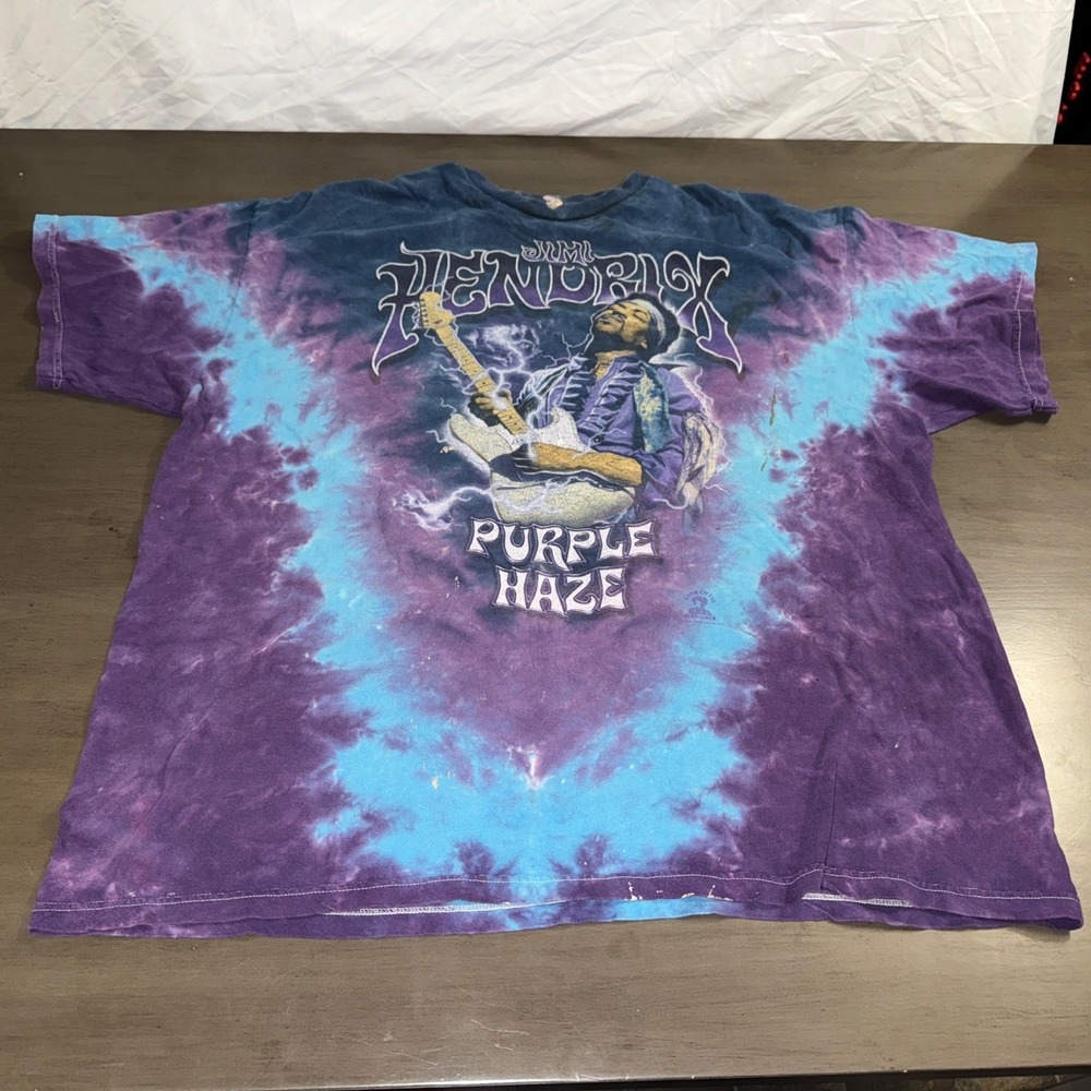 Jimi Hendrix Purple Haze Delta Pro Lightening Blue Tie Dye T-Shirt Sz XXL Thrash